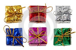 Set of Gift boxes decoration isolated on white background with clipping path.