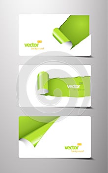 Set of gift cards with rolled corners.