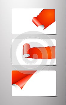 Set of gift cards with rolled corners.