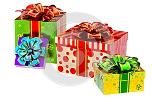 Set of gifts with bows