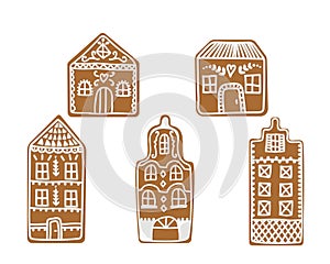 Set of gingerbread houses