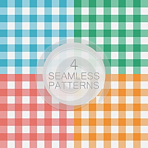 Set of Gingham seamless pattern. Texture for textile products. Vector illustration.