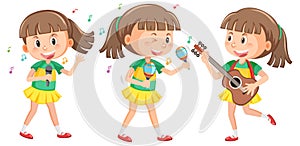 Set of girl with music instrument