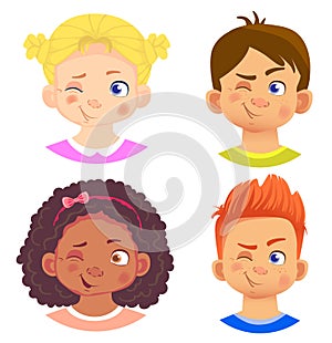 Set of girls and boy character