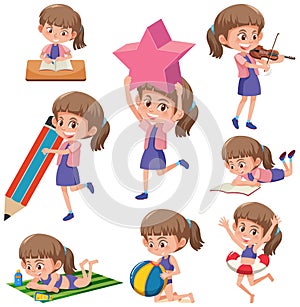 Set of girls doing activitys