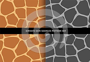 Set of girrafe skin pattern design.spots print vector illustration background.