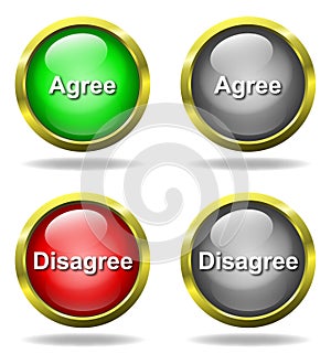 Set of glass Agree - Disagree buttons photo