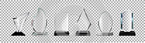 set of glass awards on transparent background