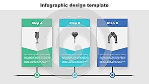 Set Glass of champagne, Balloons in form heart and Wedding arch. Business infographic template. Vector