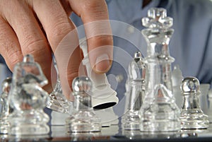 Set of glass chess pieces.