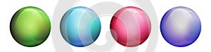 Set with glass colorful balls. Glossy realistic ball, 3D abstract vector illustration highlighted on a white background