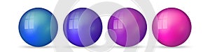 Set with glass colorful balls. Glossy realistic ball, 3D abstract vector illustration highlighted on a white background