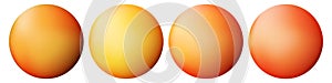 Set with glass colorful orange balls. Glossy realistic ball, 3D abstract vector illustration highlighted on a white