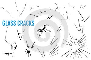 Set of glass crack. Set to simulate cracks and holes in the glass