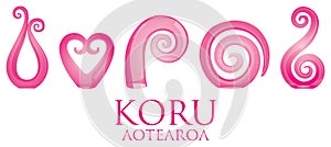 A set of glass Maori Koru curl ornaments