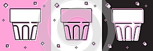 Set Glass with water icon isolated on pink and white, black background. Soda drink glass. Fresh cold beverage symbol