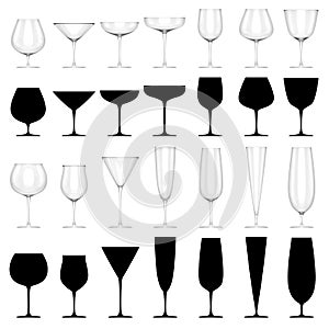 Set of Glasses for Alcoholic Drinks - ISOLATED