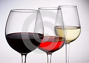 Set of glasses with wine