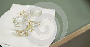 Set of glassess on table at wedding reception