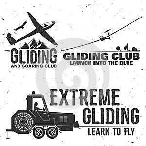 Set of Gliding club retro badge.