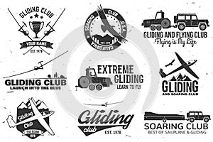 Set of Gliding club retro badge.