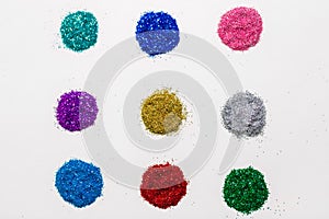 Set of glitters on white background
