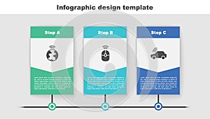 Set Global technology, Wireless computer mouse and Smart car system. Business infographic template. Vector