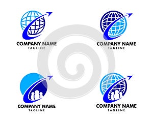 Set of Global Travel Agency Logo Design Element