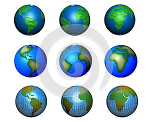 Set of globe illustrations