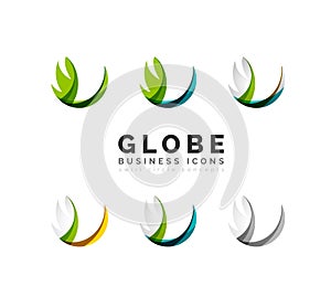 Set of globe sphere or circle logo business icons