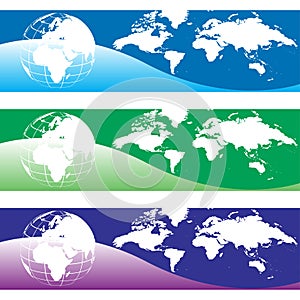 Globe world map banner vector illustration