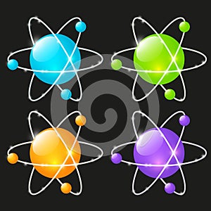 Set of glossy atomic icons