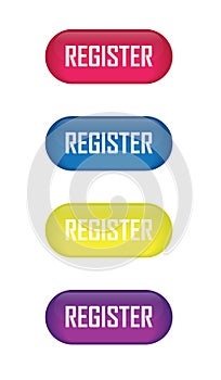 Set of glossy button register icons for your design