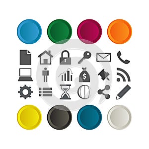 Set of glossy Buttons with few business icons.