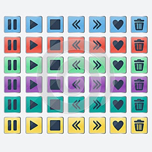 Set of glossy colored buttons icons for web design