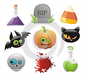 Set of glossy Halloween icons