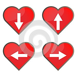 Set of glossy heart button icons for your design