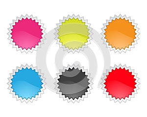 Set of glossy sale tag stickers on white backgroun