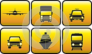Set glossy transport icon