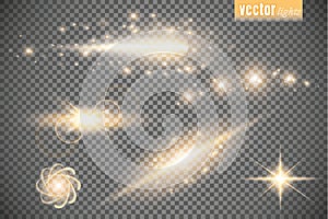 Set of glow light effect stars bursts with sparkles isolated on transparent background. For illustration template art