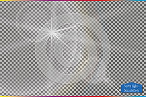 Set of glow light effect stars bursts with sparkles isolated on transparent background. For illustration template art