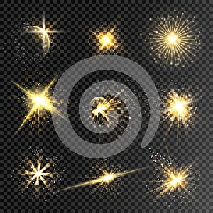 Set of glow stars and light effect bursts with sparkles i