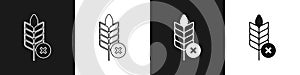 Set Gluten free grain icon isolated on black and white background. No wheat sign. Food intolerance symbols. Vector