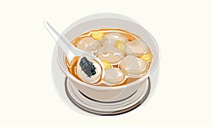 Set of glutinous rice balls or tang yuan with sesame inside,