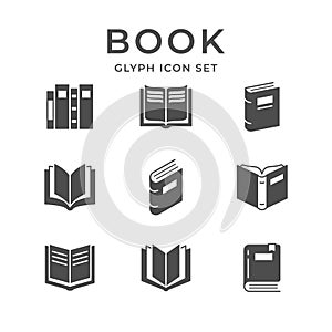 Set glyph icons of book