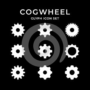 Set glyph icons of cogwheel