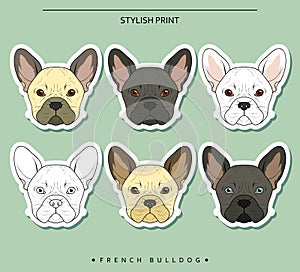 Set goals sketch french bulldog different color . Cute dog