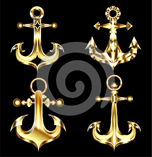 Set of gold anchors Gold anchor