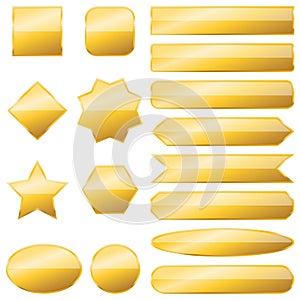 Set of gold banners isolated - vector