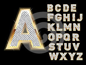 Set of gold and bling letters